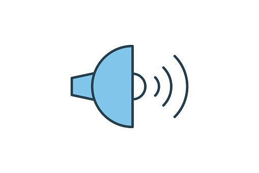 Speaker Icon. Icon related to multimedia and entertainment. suitable for web site design, app, user interfaces. Flat line icon style. Simple vector design editable