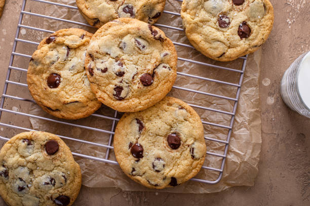 istock Chocolate chip cookies with flaky salt on a cooling rack 1636016581