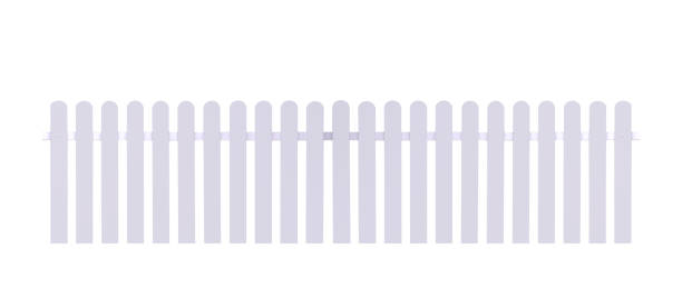 istock White gray artificial wooden picket fence isolated on white background with clipping path 1636022215