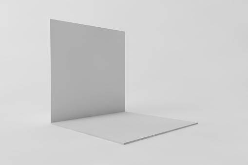 Cube box or corner room interior cross section. white empty geometric square 3D blank box template