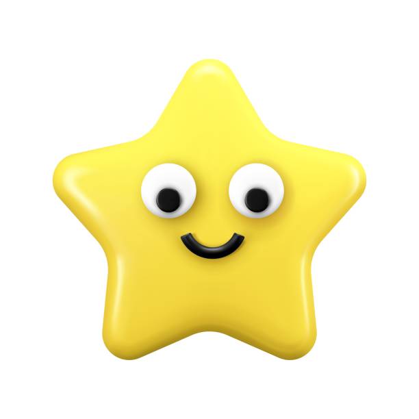 istock Cute yellow cartoon star in 3D style isolated on white background. 1636045242