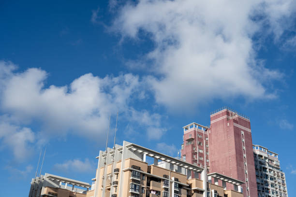 istock Low angle vision of modern urban residential buildings under sunlight 1636081243