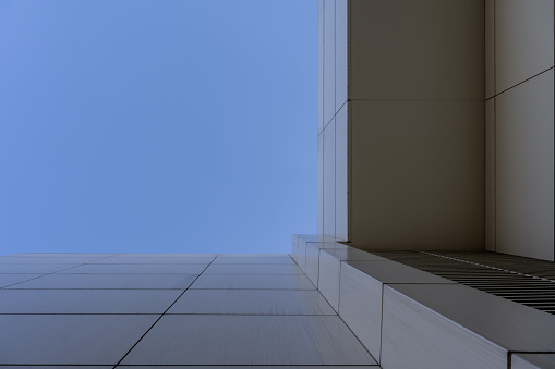 Low angle vision of white buildings