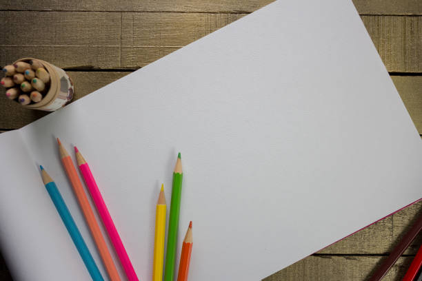 istock Top view of color pencils with space for text 1636092203