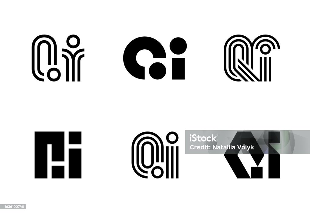 Set Of Letter Qi Logos Stock Illustration - Download Image Now ...