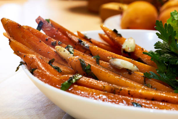istock Homemade Pickle carrot in the white plate on the table 1636121264