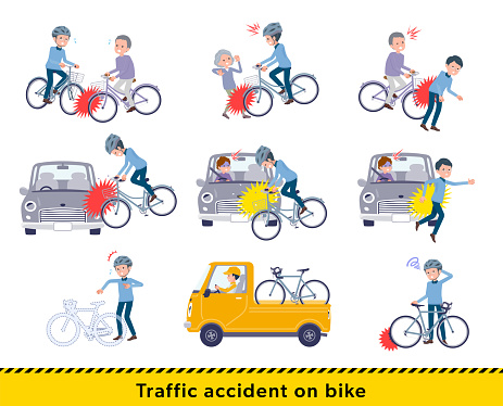 A set of dad in a bicycle accident.It's vector art so easy to edit.
