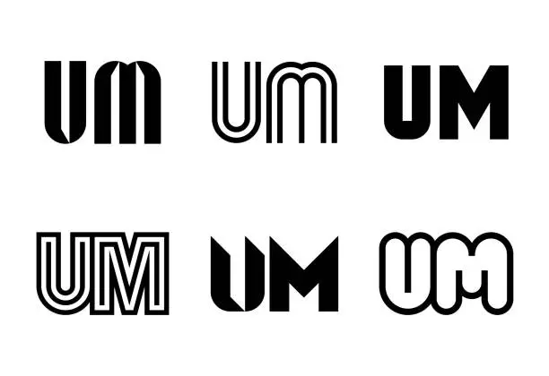 Vector illustration of Set of letter UM s