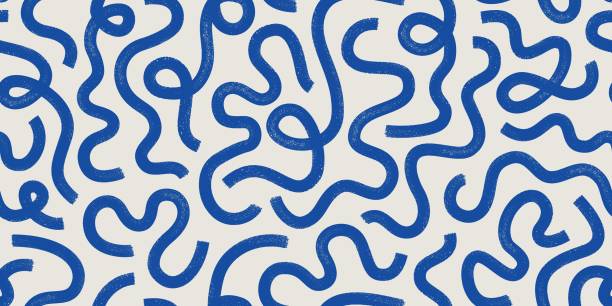 Brush, marker drawn bold doodle lines seamless pattern. Abstract modern geometric curved wavy ornament background. Brush, marker drawn bold doodle lines seamless pattern. Abstract modern geometric wavy ornament background pattern stock illustrations