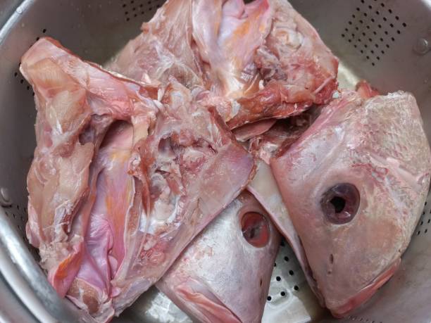 istock Preparation For Cooking Curry With Fresh Read Snapper Head Stock Raw Fish Photos 1636183927