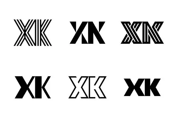 Vector illustration of Set of letter XK s