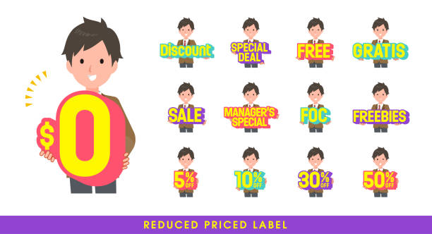 ein blazer-schuljungen-set mit viel pop auf englisch - off englisches wort stock-grafiken, -clipart, -cartoons und -symbole