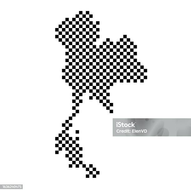 Thailand Map Country From Checkered Black And White Square Grid Pattern ...