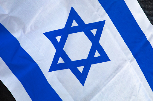 Male symbol with Israeli flag background.