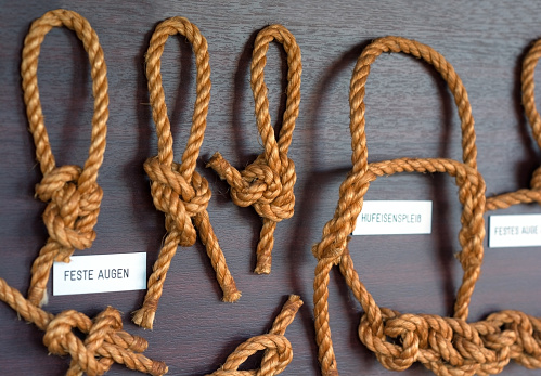 Display board of various seaman's knots