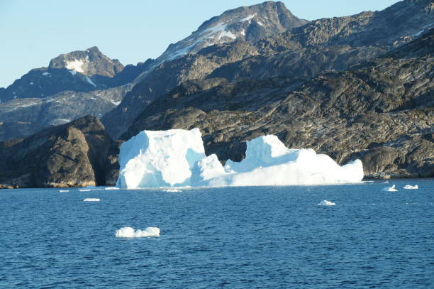 istock A sunny floating iceberg with land in the background 1636328189