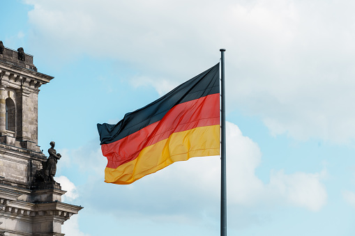 National flag of Germany in the colors back, red and gold