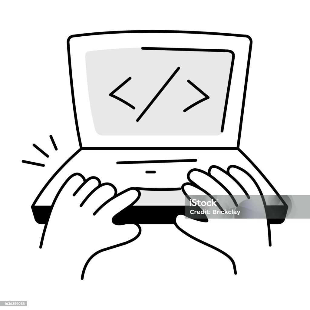 Typing Code Stock Illustration - Download Image Now - Coding, Computer ...
