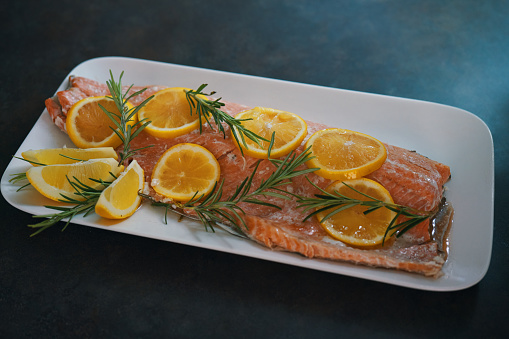 Salmon Fish Fillet with Lemon and Rosemary