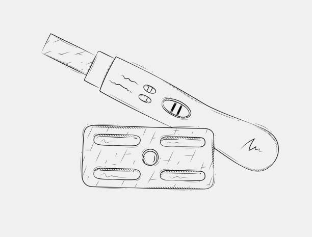 ilustrações de stock, clip art, desenhos animados e ícones de composition of pregnancy or ovulation test and birth control pill - condom sex education contraceptive aids