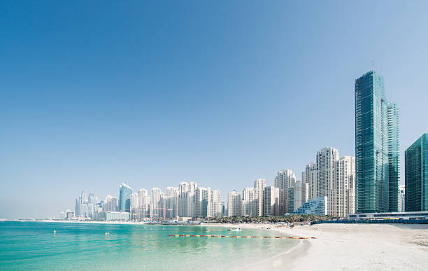 플라주 도시 - dubai beach hotel skyline 뉴스 사진 이미지