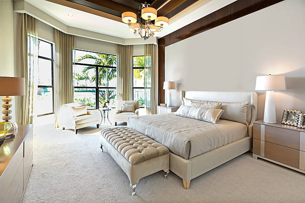 beautiful master bedroom beautiful bedroom owner's bedroom stock pictures, royalty-free photos & images