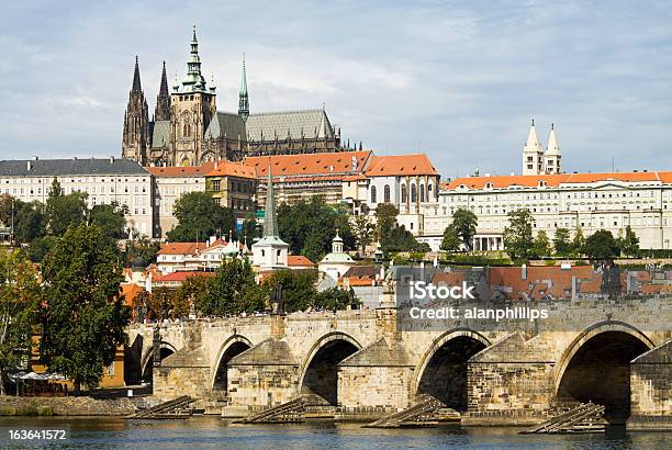 Charles Bridge And Saint Vitus Cathedral In Prague Stock Photo - Download Image Now - Hradcany Castle, Prague, Architecture