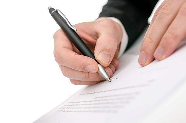 istock Business man signing a contract 163642239
