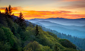 istock Great Smoky Mountains National Park Scenic Sunrise Landscape at Oconaluftee 163642367