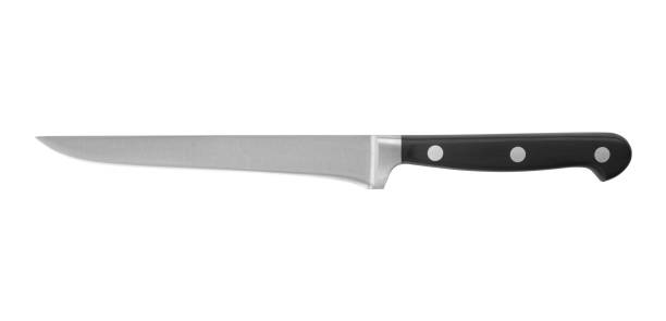 Stainless steel boning knife isolated on white background