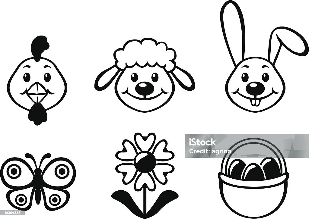 Pasqua Fumetto impostato - arte vettoriale royalty-free di Agnello - Animale