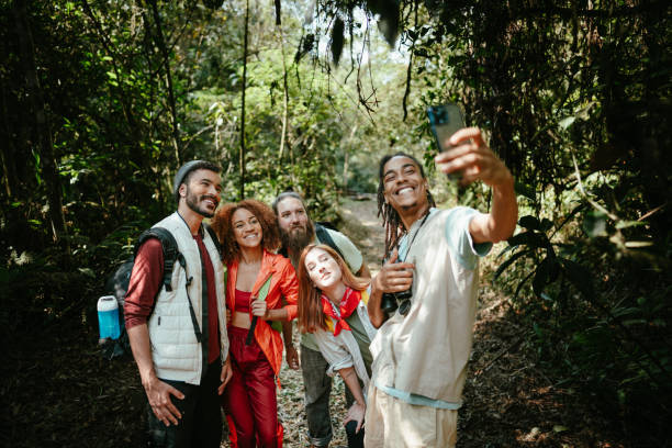 istock Friends taking a selfie during a hiking on the forest 1636439220