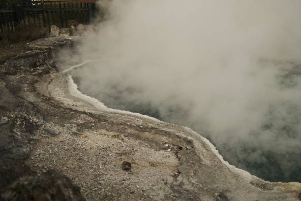 istock Geothermal Maori Territory at Mountains with Fog 1636462383