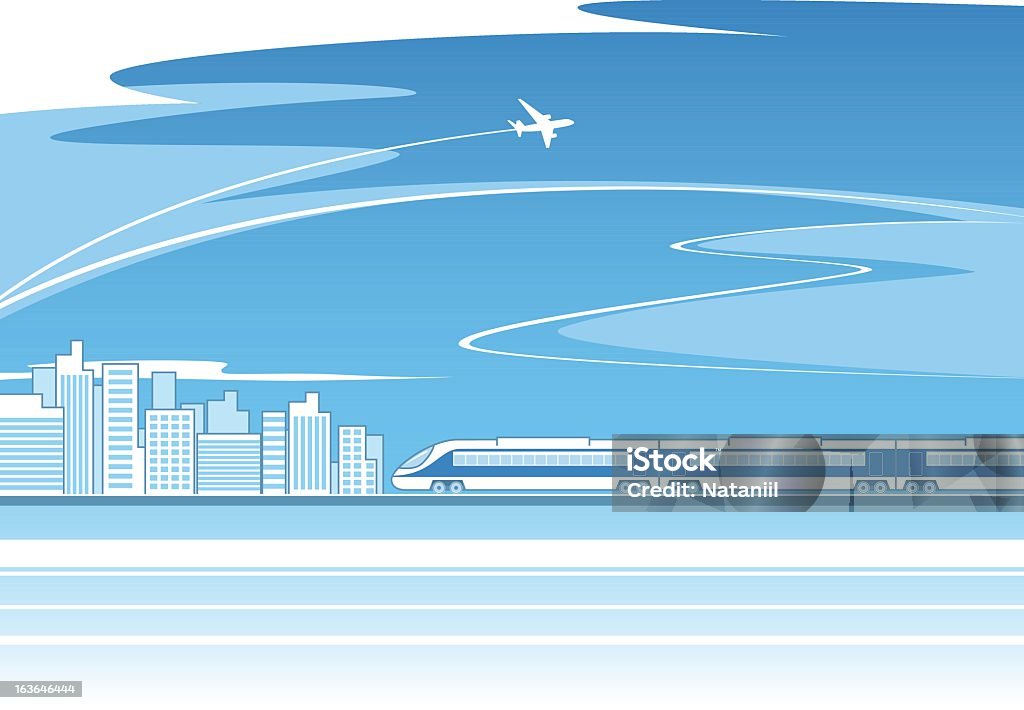 Train concept A modern high-speed train is rushing through the peaceful scenery. Travel concept. High Speed Train stock vector