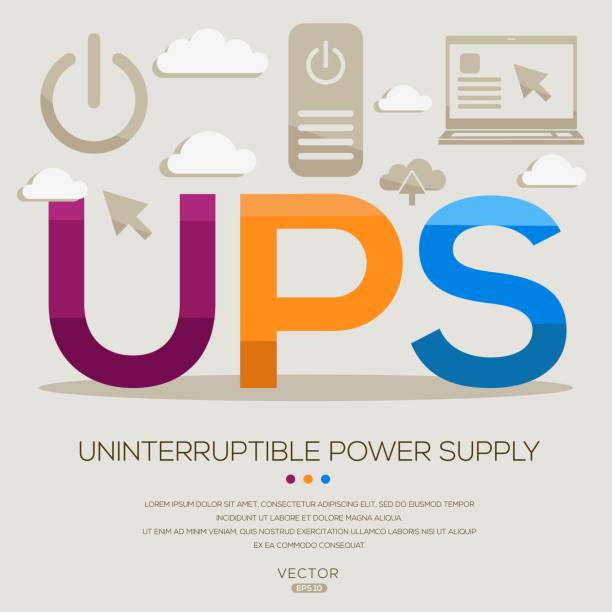 UPS _ Uninterruptible Power Supply UPS _ Uninterruptible Power Supply, letters and icons, and vector illustration. ups power supply stock illustrations