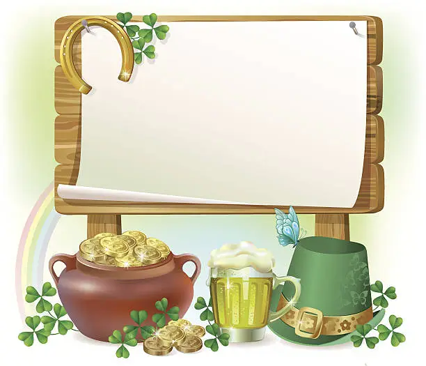 Vector illustration of St. Patrick's Day wooden board