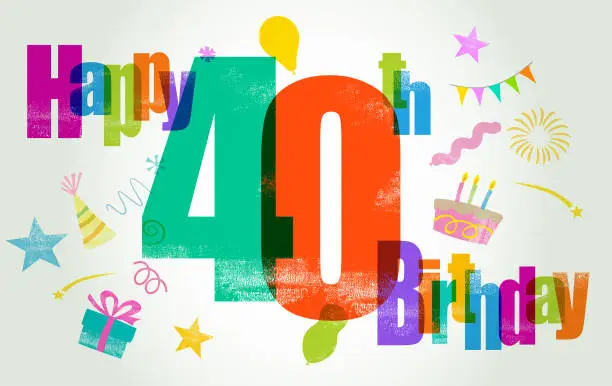 Vector illustration of Happy 40th Birthday