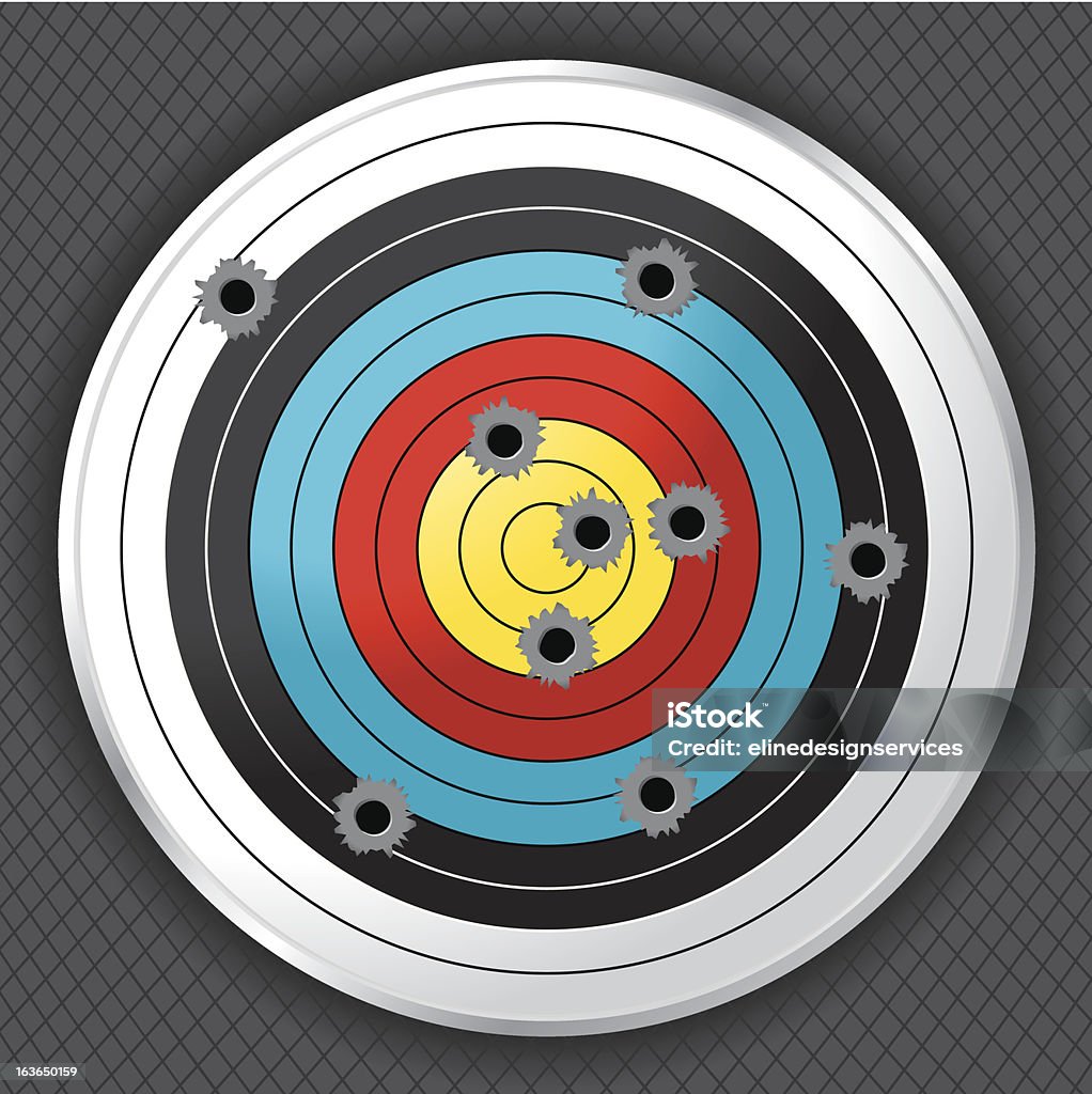 Tiro de pistola con agujeros de bala objetivo - arte vectorial de Blanco - Artículos deportivos libre de derechos