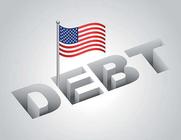 illustrazioni stock, clip art, cartoni animati e icone di tendenza di united states national debt - debt recession concepts star shape