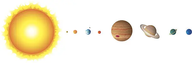 Vector illustration of Solar System Isolated on White Background