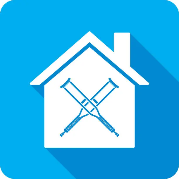 Vector illustration of House Crutches X Icon Silhouette