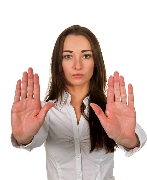 istock business woman says stop 163652203