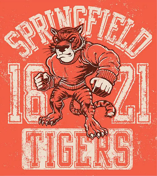 Vector illustration of Vintage Tiger Mascot Design