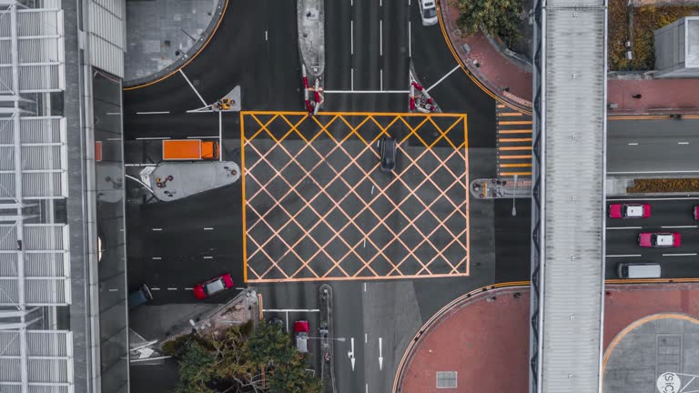 Busy junction in the street aerial