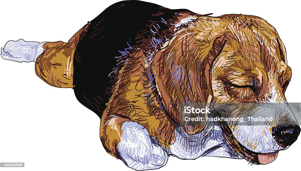 Endormi de Beagle - clipart vectoriel de Amitié libre de droits