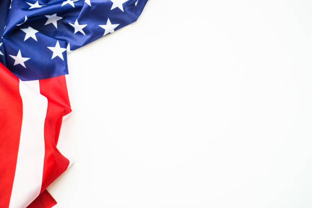 istock American flag background, USA flag on white. 1636559828