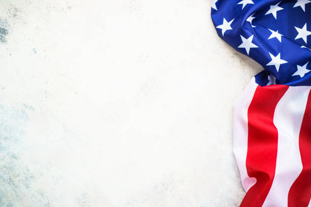 istock American flag background, USA flag on white. 1636568406