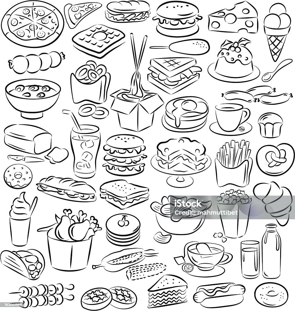 Alimentos y bebidas - arte vectorial de Diseño de trazado libre de derechos