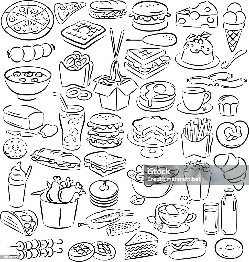 お食事とお飲み物 - いたずら書きのロイヤリティフリーベクトルアート
