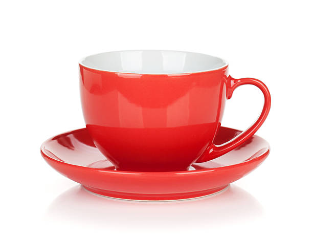 Red coffee cup Red coffee cup. Isolated on white background saucer stock pictures, royalty-free photos & images